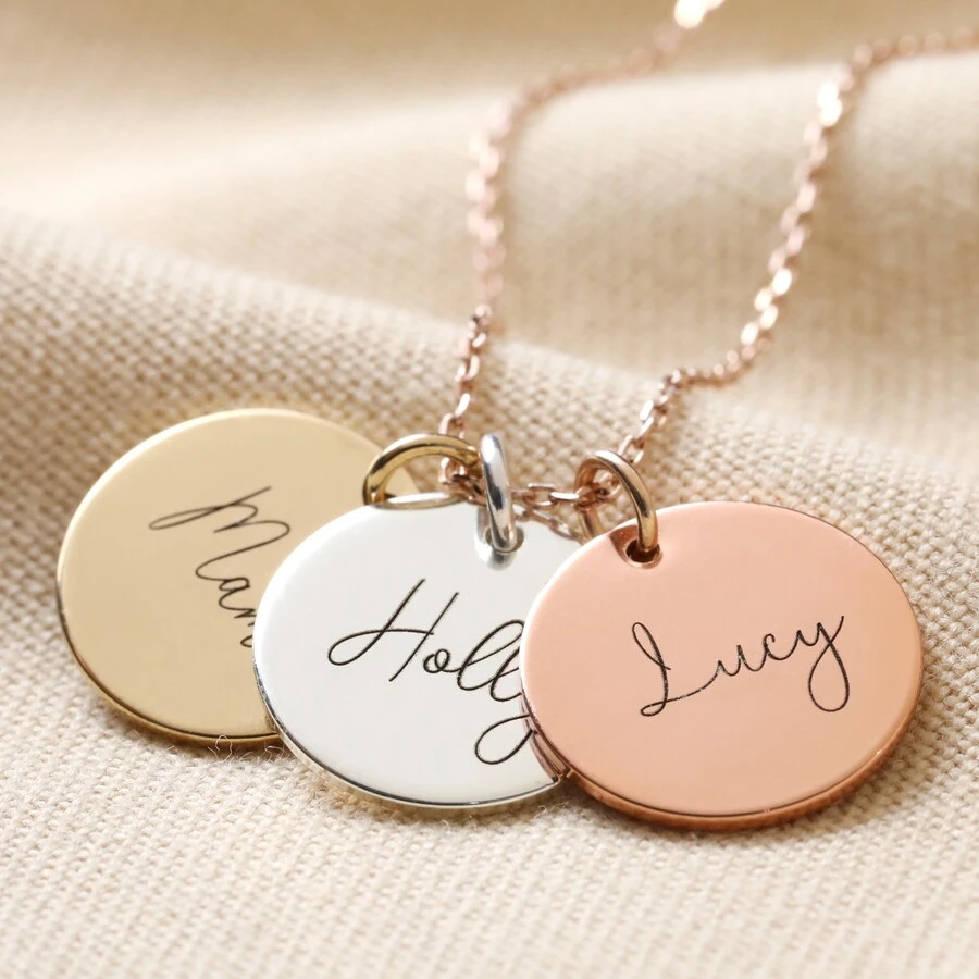 Personalised Mixed Metal Disc Charm Necklace 7 Personalised Mixed Metal Disc Charm Necklace - Image 5