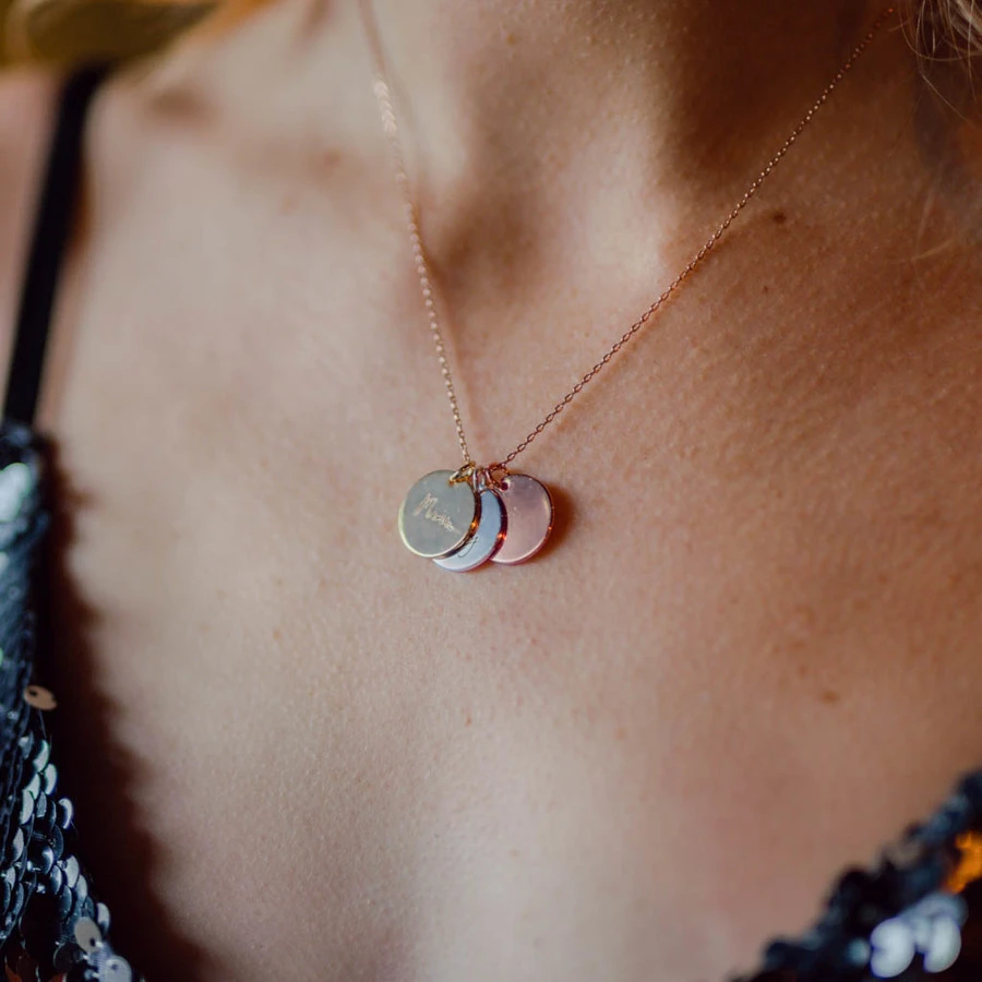 Personalised Mixed Metal Disc Charm Necklace 4 Personalised Mixed Metal Disc Charm Necklace - Image 2