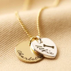 Personalised Mixed Metal Heart And Disc Charm 'Family' Necklace 13 Personalised Mixed Metal Heart And Disc Charm 'Family' Necklace -Jellycat Christmas Store personalised mixed metal heart and disc charm necklace o21a9188 900x900 1