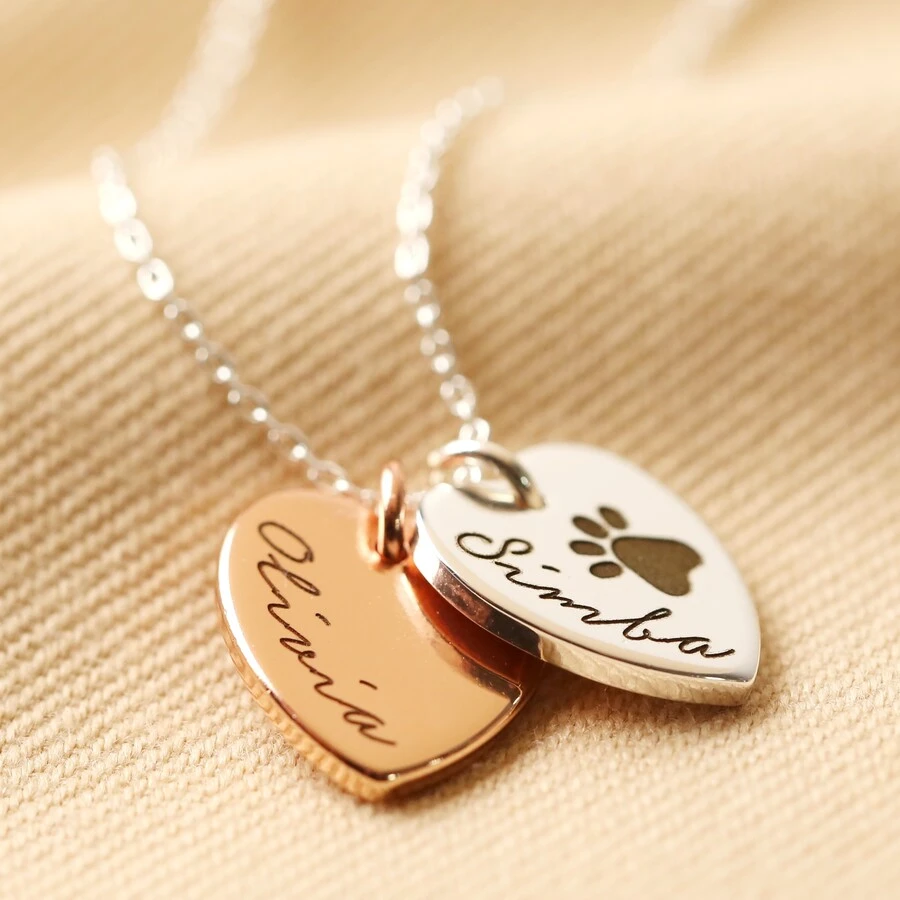 Personalised Mixed Metal Heart And Disc Charm 'Family' Necklace 6 Personalised Mixed Metal Heart And Disc Charm 'Family' Necklace - Image 4