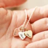 Personalised Family Names Heart Charm Necklace -Jellycat Christmas Store personalised mixed metal triple heart necklace 0v8a9991 copy 900x900 1