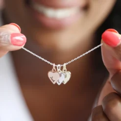 Personalised Family Names Heart Charm Necklace -Jellycat Christmas Store personalised mixed metal triple heart necklace 4x3a9980 copy 900x900 1