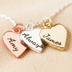 Personalised Family Names Heart Charm Necklace -Jellycat Christmas Store personalised mixed metal triple heart necklace o21a5223copy 900x900 1