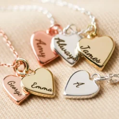 Personalised Family Names Heart Charm Necklace -Jellycat Christmas Store personalised mixed metal triple heart necklace o21a5232copy 900x900 1
