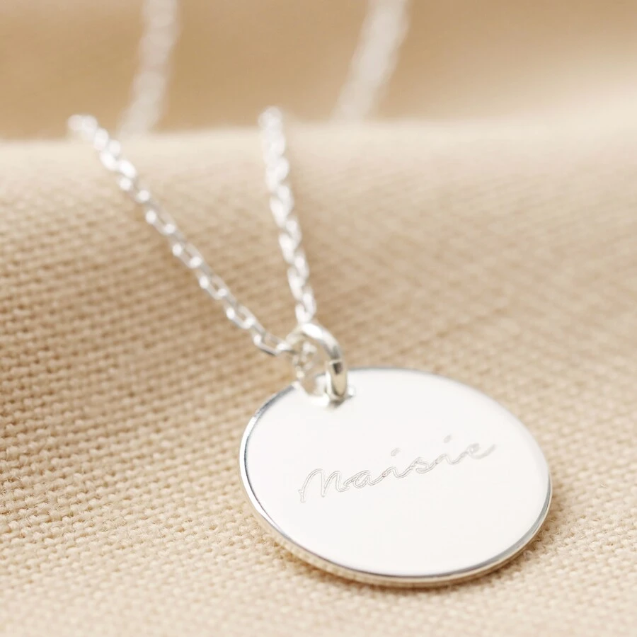 Personalised Name Sterling Silver Disc Necklace 7 Personalised Name Sterling Silver Disc Necklace - Image 5