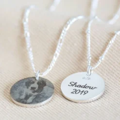 Personalised Pet Photo Sterling Silver Disc Necklace