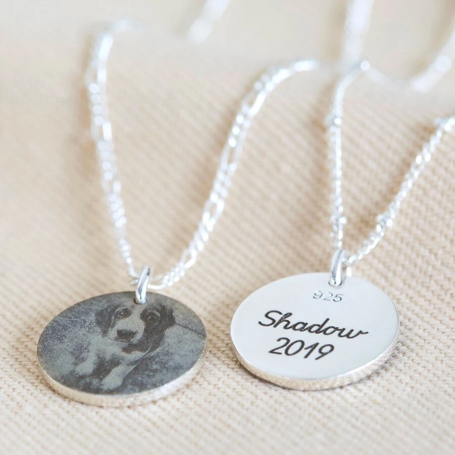 Personalised Pet Photo Sterling Silver Disc Necklace 3 Personalised Pet Photo Sterling Silver Disc Necklace