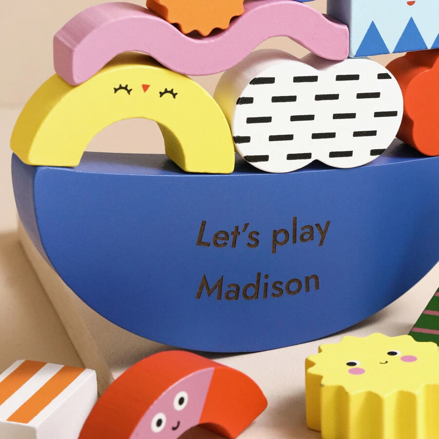 Personalised Shapes Wooden Balance Game 6 Personalised Shapes Wooden Balance Game - Image 4