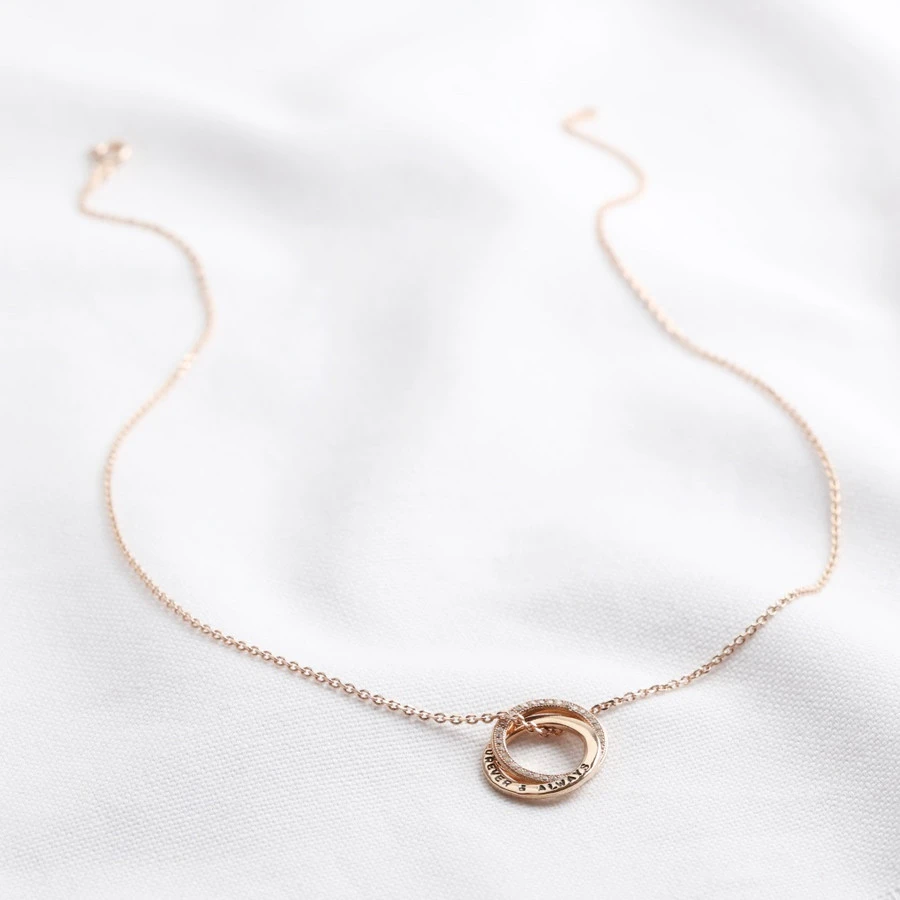 Personalised Sterling Silver Interlocking Crystal Rings Necklace 9 Personalised Sterling Silver Interlocking Crystal Rings Necklace - Image 7