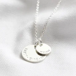Personalised Sterling Silver Double Disc Charm Necklace 16 Personalised Sterling Silver Double Disc Charm Necklace -Jellycat Christmas Store personalised sterling silver double disc charm necklace 0v8a0810 900x900 1