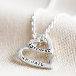 Personalised Sterling Silver Double Heart Outline Necklace -Jellycat Christmas Store personalised sterling silver double heart outline necklace o21a8297 900x900 1