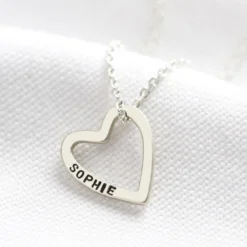 Personalised Sterling Silver Heart Outline Necklace
