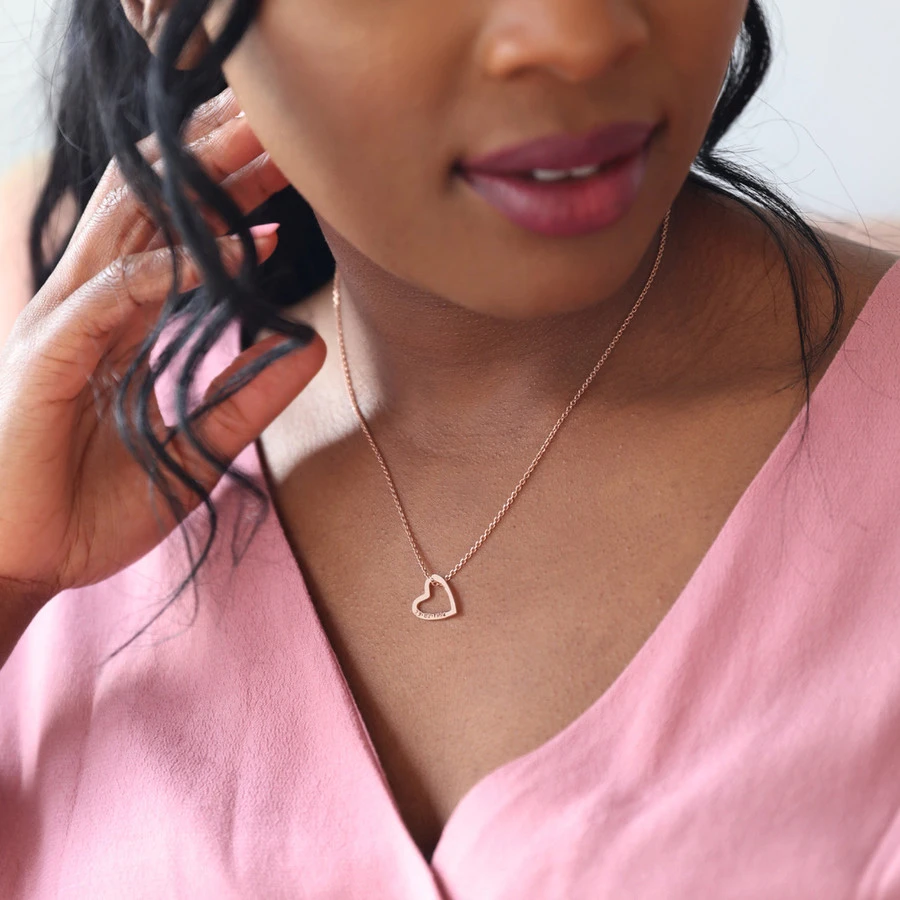 Personalised Sterling Silver Heart Outline Necklace 6 Personalised Sterling Silver Heart Outline Necklace - Image 4