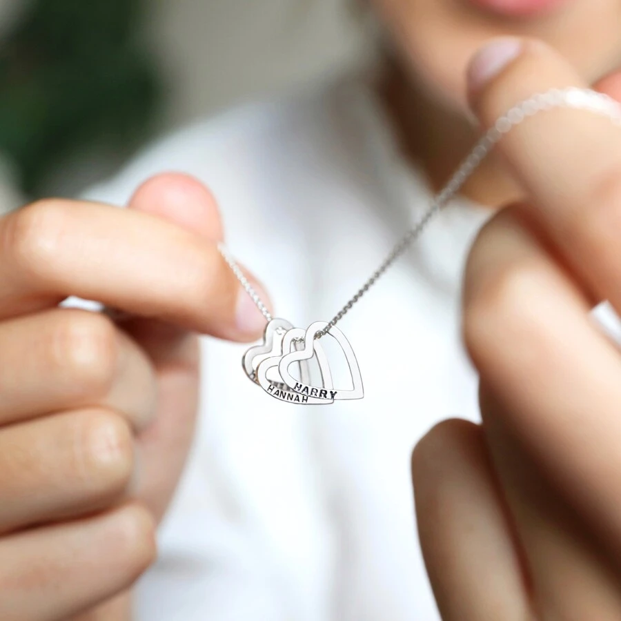 Personalised Sterling Silver Family Names Heart Necklace 4 Personalised Sterling Silver Family Names Heart Necklace - Image 2