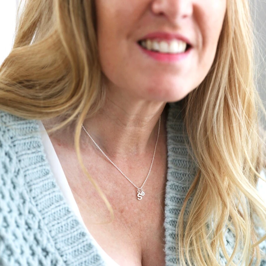 Personalised Sterling Silver Initial And Birthstone Charm Necklace 6 Personalised Sterling Silver Initial And Birthstone Charm Necklace - Image 4