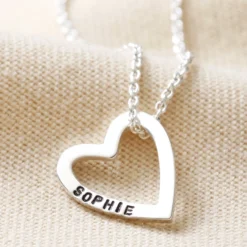 Personalised Sterling Silver Family Names Heart Necklace