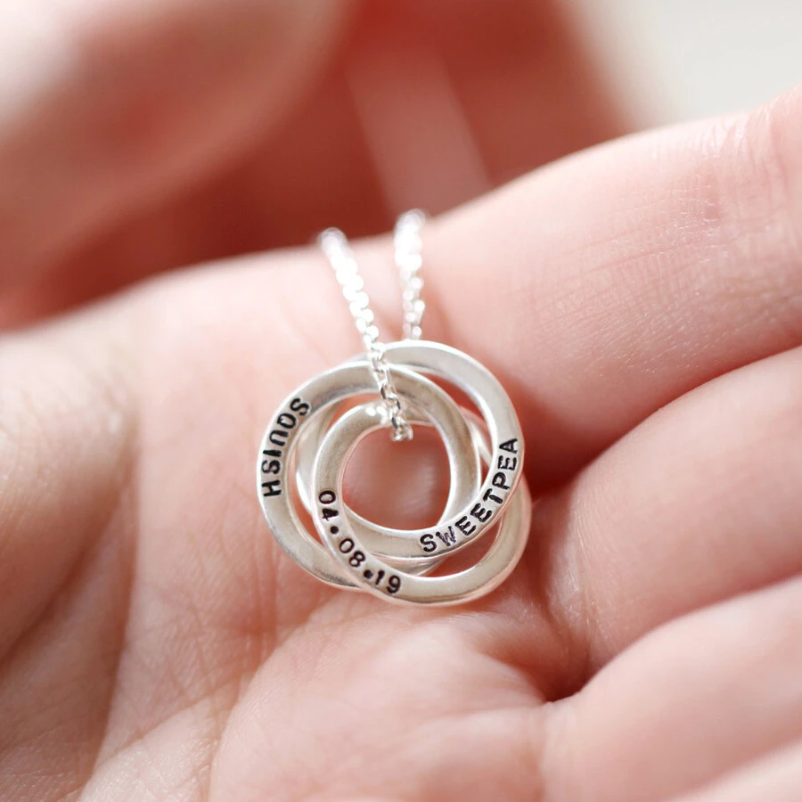 Personalised Sterling Silver Russian Ring Necklace 3 Personalised Sterling Silver Russian Ring Necklace