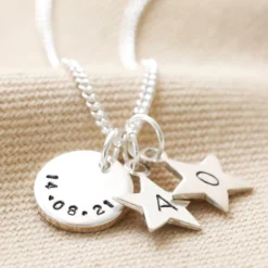 Personalised Sterling Silver Star And Disc Charm Necklace -Jellycat Christmas Store personalised sterling silver star disc charm necklace 4x3a4162 900x900 1