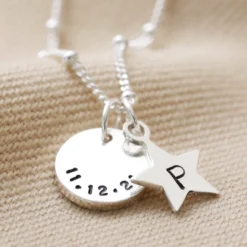 Personalised Sterling Silver Star And Disc Charm Necklace -Jellycat Christmas Store personalised sterling silver star disc charm necklace 4x3a4168 900x900 1