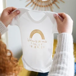 Personalised 'Welcome' Short Sleeved Babygrow