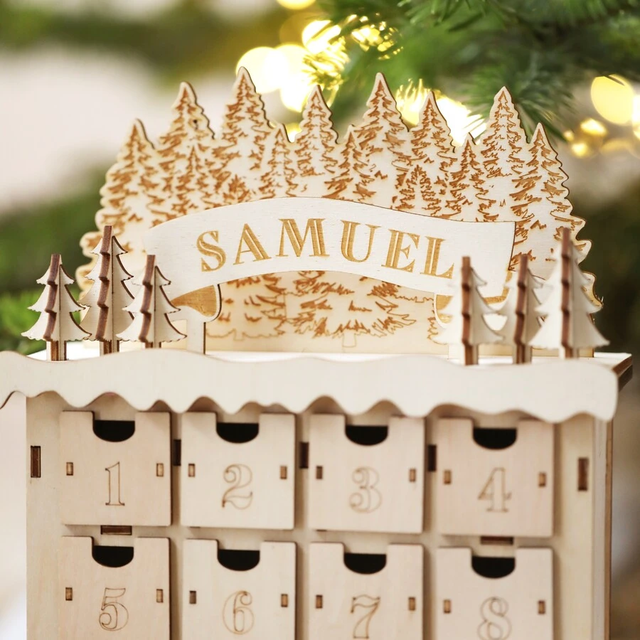 Personalised Wooden Forest Cutout Advent Calendar 4 Personalised Wooden Forest Cutout Advent Calendar - Image 2