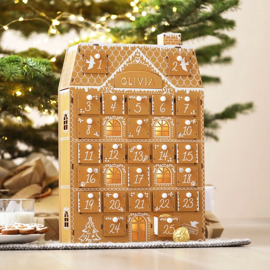 Personalised Wooden Gingerbread House LED Advent Calendar 3 Personalised Wooden Gingerbread House LED Advent Calendar