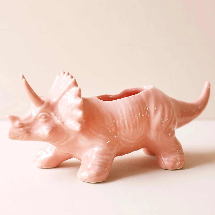 Pink Triceratops Dinosaur Planter 4 Pink Triceratops Dinosaur Planter - Image 2
