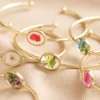 Pressed Birth Flower Bangle In Gold
