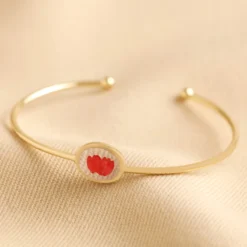 Pressed Birth Flower Bangle In Gold -Jellycat Christmas Store pressed birth flower bangle gold december 0v8a5331 900x900 1