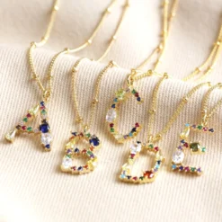 Rainbow Crystal Initial Necklace In Gold -Jellycat Christmas Store rainbow crystal initial necklace gold 0v8a0532 900x900 1