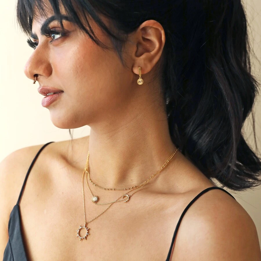 Rainbow Crystal Sunburst Pendant Necklace In Gold 5 Rainbow Crystal Sunburst Pendant Necklace In Gold - Image 3