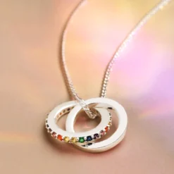 Rainbow Pride Eternity Pendant Necklace In Silver
