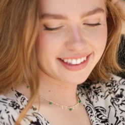 Semi-Precious Stone Green Beaded Droplet Necklace In Gold -Jellycat Christmas Store semi precious stone green beaded droplet necklace gold 443a3828 900x900 1