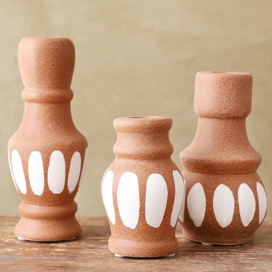 Set Of 3 Terracotta Candlestick Holders 9 Set Of 3 Terracotta Candlestick Holders - Image 7