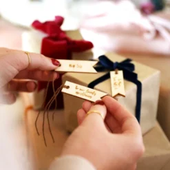 Set Of Three Personalised Small Wooden Gift Tags