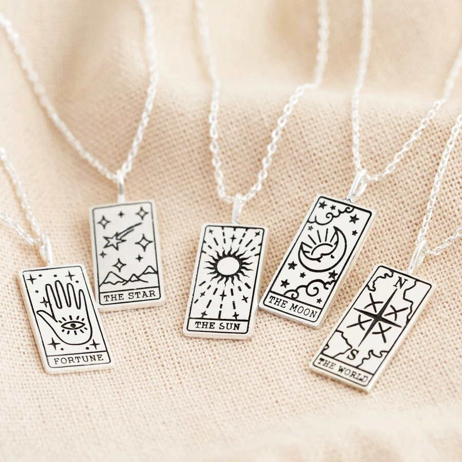 Silver The Moon Tarot Card Pendant Necklace 9 Silver The Moon Tarot Card Pendant Necklace - Image 7