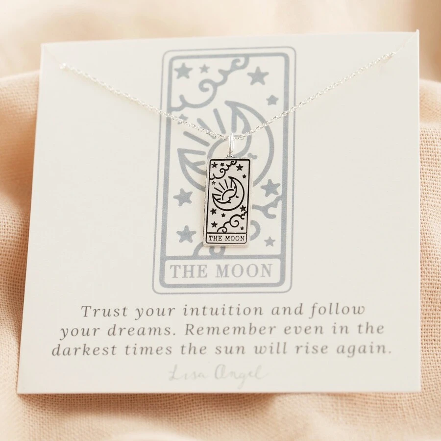 Silver The Moon Tarot Card Pendant Necklace 5 Silver The Moon Tarot Card Pendant Necklace - Image 3