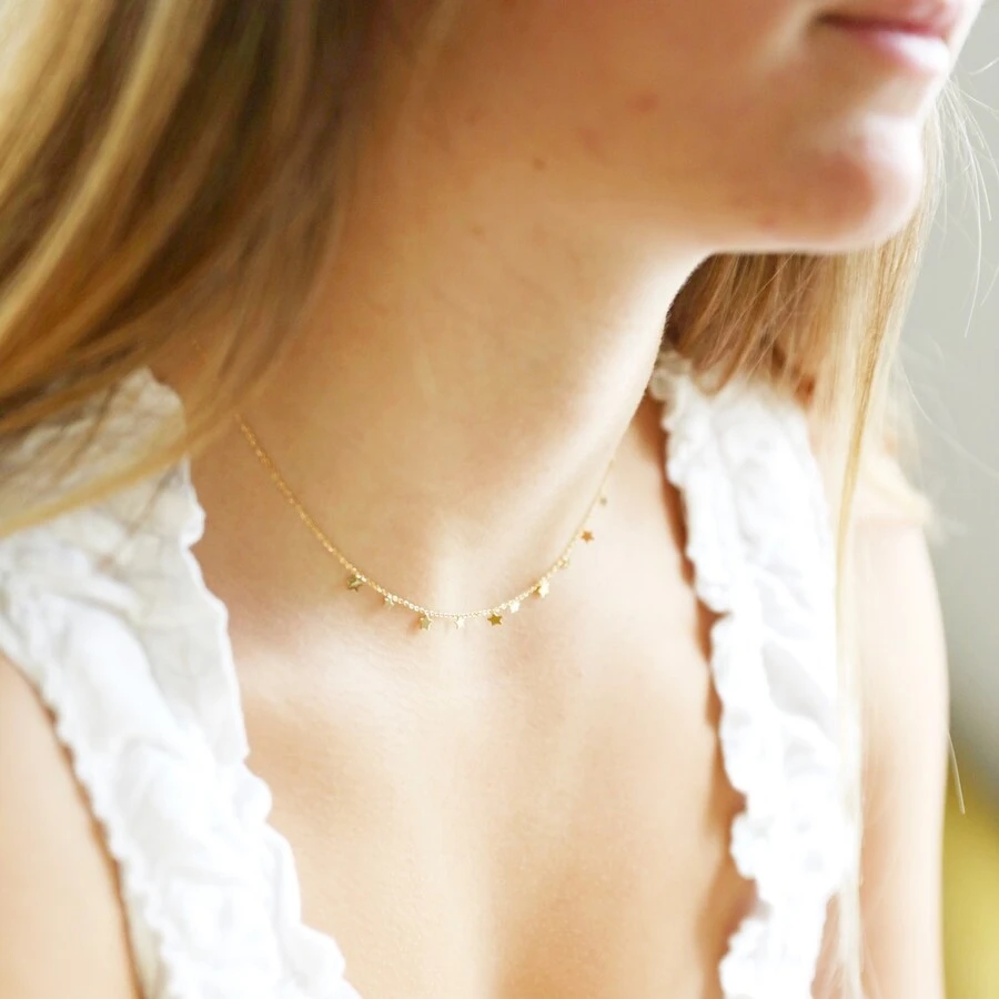 Stainless Steel Star Charm Necklace In Gold 5 Stainless Steel Star Charm Necklace In Gold - Image 3