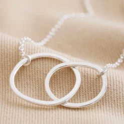 Sterling Silver Organic Shape Interlocking Hoop Necklace
