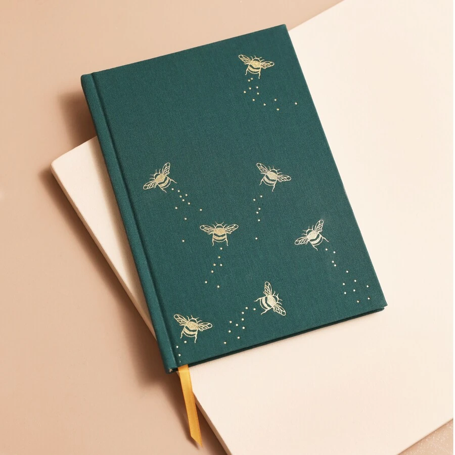 Teal Bee Fabric Notebook 3 Teal Bee Fabric Notebook