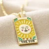 Enamel The Sun Tarot Card Necklace In Gold -Jellycat Christmas Store the sun tarot enamel pendant necklace gold 4x3a6367 900x900 1
