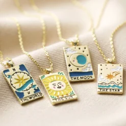 Enamel The Sun Tarot Card Necklace In Gold -Jellycat Christmas Store the sun tarot enamel pendant necklace gold 4x3a6410 900x900 1