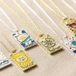Personalised Enamel Tarot Card Necklace In Silver -Jellycat Christmas Store the sun tarot enamel pendant necklace gold 4x3a6509 1 900x900 1