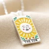 Enamel The Sun Tarot Card Necklace In Silver -Jellycat Christmas Store the sun tarot enamel pendant necklace silver 4x3a6433 900x900 1