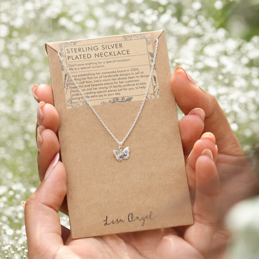 Tiny Butterfly Pendant Necklace In Silver 7 Tiny Butterfly Pendant Necklace In Silver - Image 5