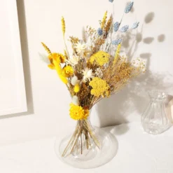 Yellow And Blue Dried Flower Bouquet
